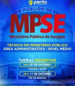 MINISTÉRIO PÚBLICO DE SERGIPE – MPSE – CURSO 100% PRESENCIAL – TÉCNICO DO MINISTÉRIO PÚBLICO – NÍVEL MÉDIO